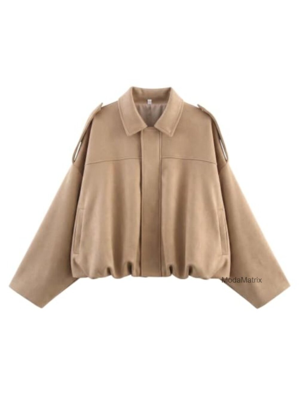 Faux Suede Bomber Jacket Oversized Cropped Batwing Sleeve Fall Winter